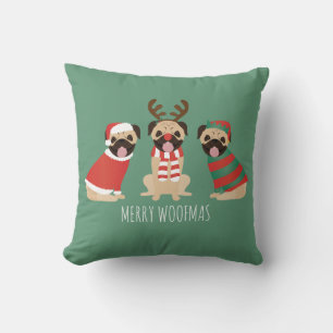 Cojín Decorativo Merry Woofmas Pug Dogs