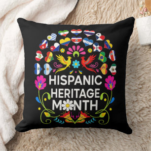 Cojín Decorativo Mes de la Herencia Hispana Países Nacionales Latin