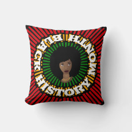 Cojín Decorativo Mes de la historia negra, rayas de sol, mujer negr