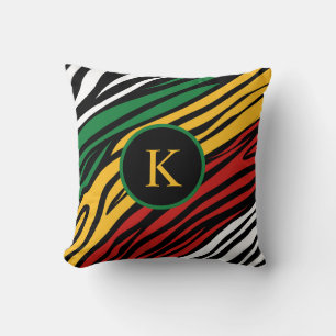 Cojín Decorativo Mes de la Historia Negra Rojo Verde Amarillo Monog