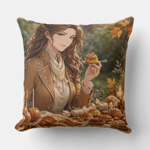 Cojín Decorativo Mesa de Postres de Otoño Dorado