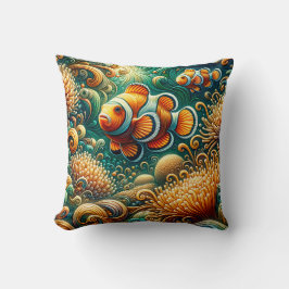 Cojín Decorativo "Mesmerizando el Arrecife de Coral Verde azulado y