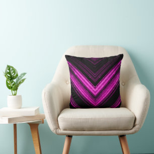 Cojín Decorativo Metalizado brillante rosa magenta negro Chevron