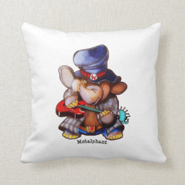 Cojín Decorativo Metalphant con la guitarra y el logotipo - blanco