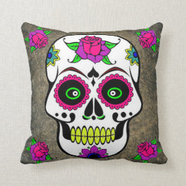 Cojín decorativo mexicano del cráneo del azúcar