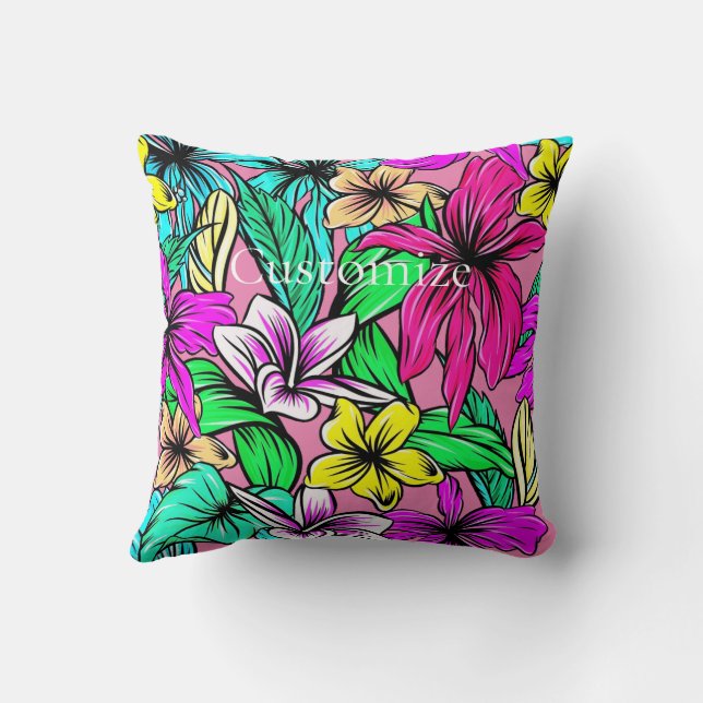 Cojín Decorativo Mezcla de Flores Tropicales Thunder_Cove (Reverso)