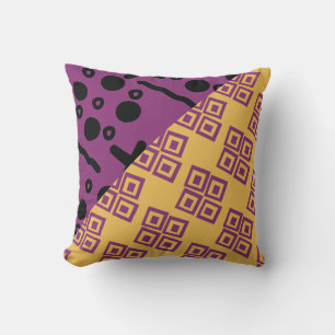 Cojín Decorativo Mezcla de patrón naranja morado étnico africano