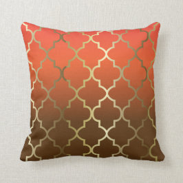 Cojín Decorativo Mezcla Naranja y marrón| Patrón de quatrefoil de o