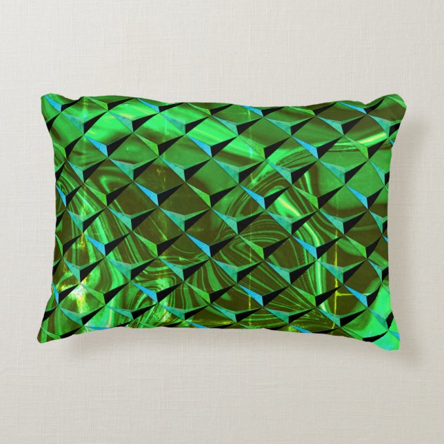 Cojín Decorativo Mezclar curvas o ondulaciones 3D y verde (Reverso)