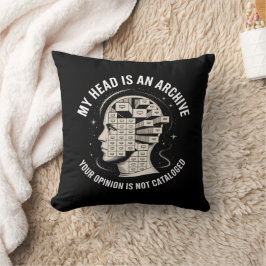 Cojín Decorativo Mi Cabeza es una Sala de Lectura de Archivos