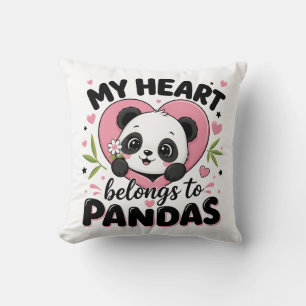 Cojín Decorativo Mi Corazón Pertenece A Pandas Amante De Pandas Tie