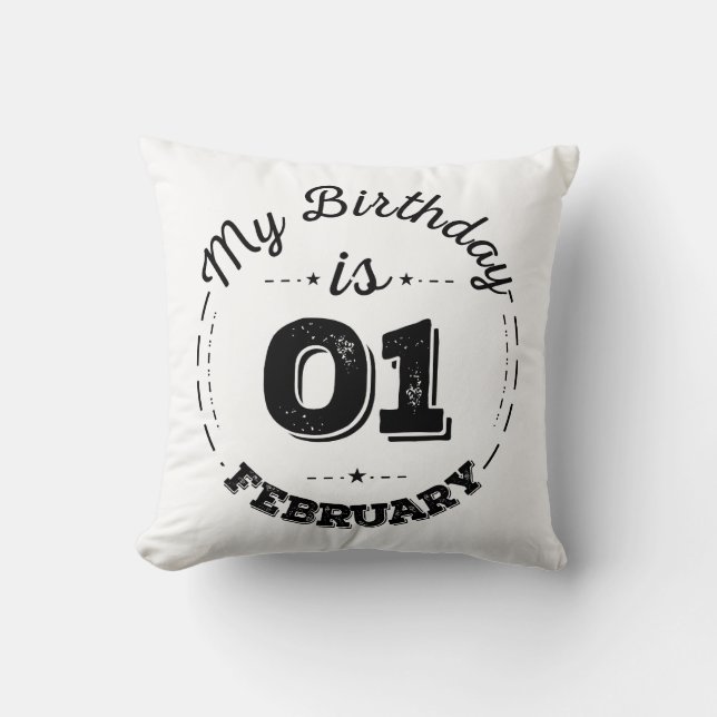 Cojín Decorativo Mi cumpleaños es el 1 de febrero (Anverso)