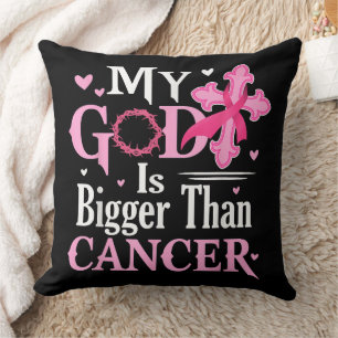 Cojín Decorativo Mi Dios es Más Grande Que el Cáncer de Seno