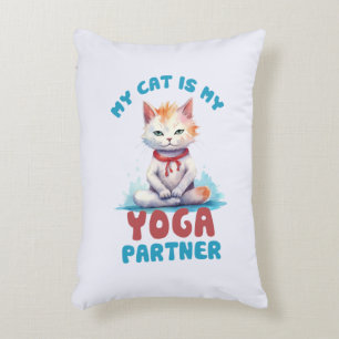 Cojín Decorativo Mi Gato Es Mi Pareja De Yoga -Gato Mediador Adorab