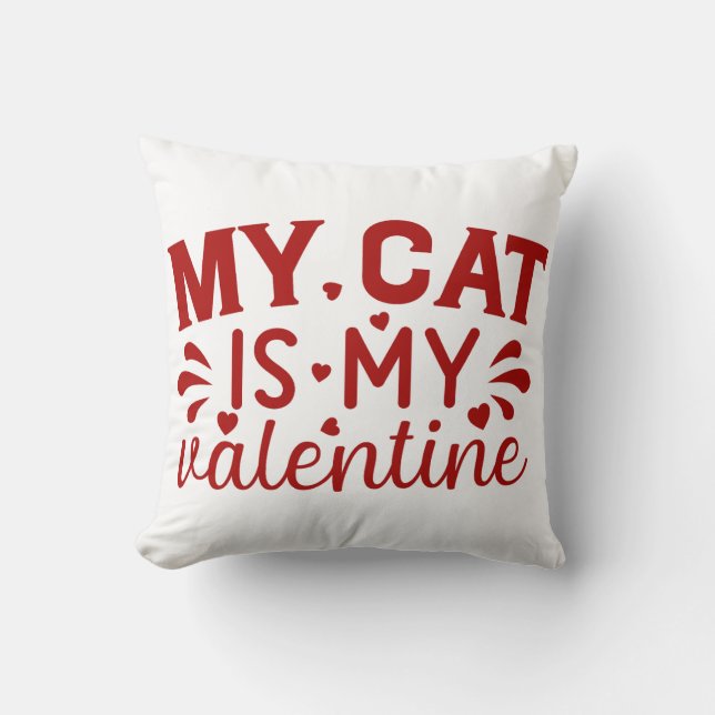 Cojín Decorativo Mi gato es mi San Valentín (Anverso)