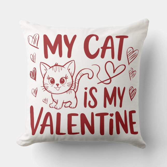Cojín Decorativo Mi gato es mi San Valentín (Anverso)