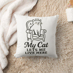 Cojín Decorativo Mi Gato Me Permite Vivir Aquí - Gracioso Arte De G