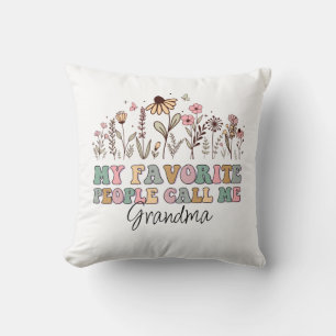 Cojín Decorativo Mi gente favorita me llama floral de la abuela