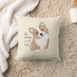 Cojín Decorativo 'Mi hermano es un Corgi' Perro juguetón Crema Cáli
