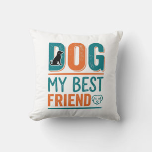 Cojín Decorativo Mi mejor amigo perro Diseño de camiseta vintage pa
