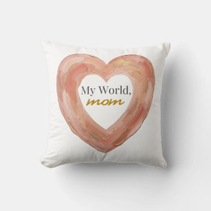 Cojín Decorativo Mi mundo mamá corazón pintado