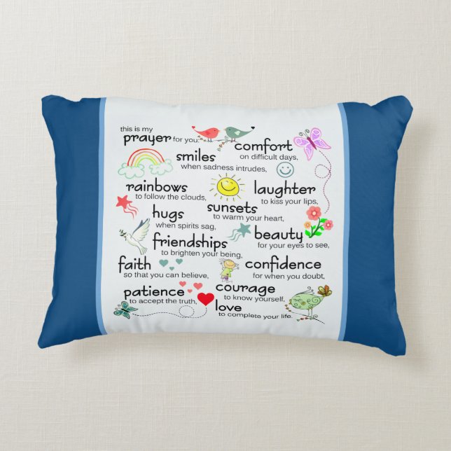 Cojín Decorativo Mi Oración Por Ti| Azul clásico