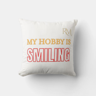 Cojín Decorativo Mi pasatiempo es sonreír Diseño de cita positiva d
