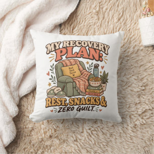 Cojín Decorativo Mi plan de recuperación: descansar, snacks y cero