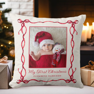 Cojín Decorativo Mi Primera Foto de Navidad del Bebé