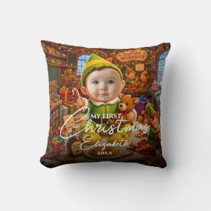 Cojín Decorativo Mi primera Navidad El pequeño ayudante de Santa Fo