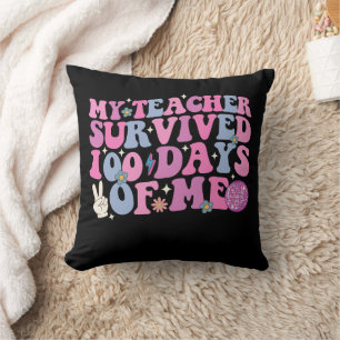 Cojín Decorativo Mi Profesor Sobrevivió A 100 Días De Mí Disco Groo