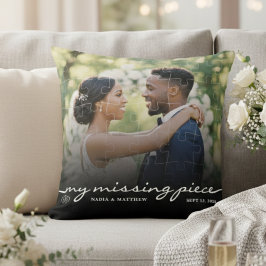 Cojín Decorativo Mi rompecabezas de fotos pieza perdida Boda
