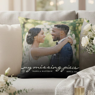 Cojín Decorativo Mi rompecabezas de fotos pieza perdida Boda