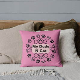 Cojín Decorativo Mi Tío Y Gato Gracioso Retro Cuto Moderno Paw Rosa