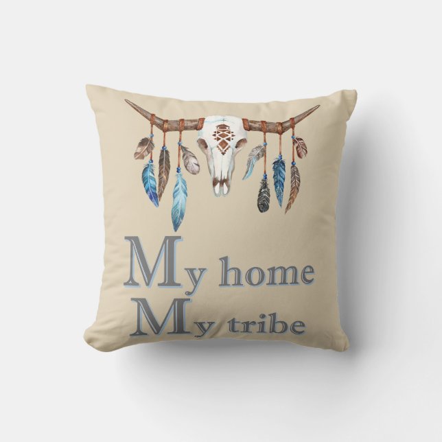 Cojín Decorativo Mi tribu Boho Cráneo (Anverso)