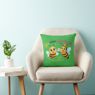 Cojín Decorativo Mía, Cariño – Adorable Pareja de Abejas Románticas