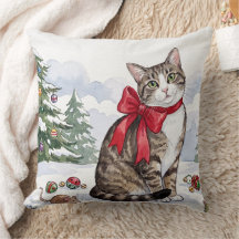 Mia la Gata Festiva con Decoración Navideña