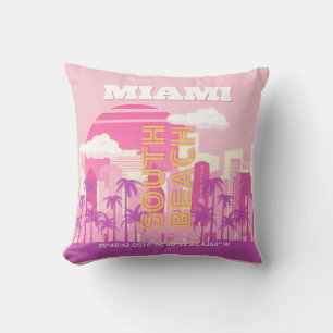 Cojín Decorativo Miami Beach, Viajes a Miami Arte, Habitación Prepp