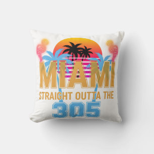 Cojín Decorativo Miami Straight Outta The 305 Vintage Atardecer Neo
