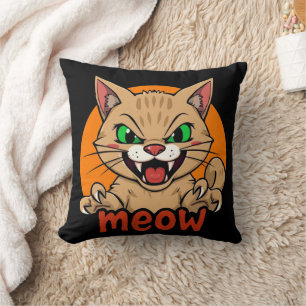 Cojín Decorativo "Miau aterrador: El gato feroz"