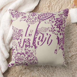 Cojín Decorativo Michigan, estado de Bride, morado y floral beige