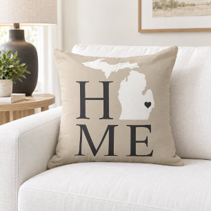 Cojín Decorativo Michigan Hogar Beige Blanco Estado Corazón