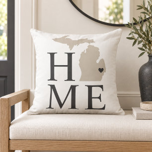 Cojín Decorativo Michigan Hogar Blanco Beige Corazón del Estado