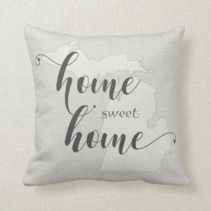 Cojín Decorativo Michigan - Hogar Dulce Hogar aspecto de arpillera