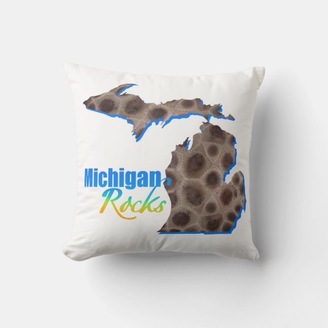 Cojín Decorativo Michigan | Patrón de piedra de Petoskey (Anverso)