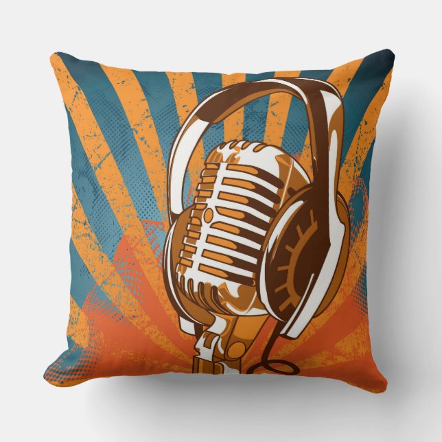 Cojín Decorativo Micrófono retro vintage (Anverso)