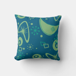 Cojín Decorativo Mid Century Atomic Starburst Retro Blue Green
