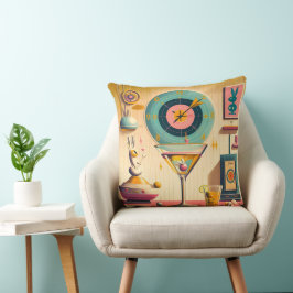 Cojín Decorativo Mid Century Atómico Futurista Conejo Martini