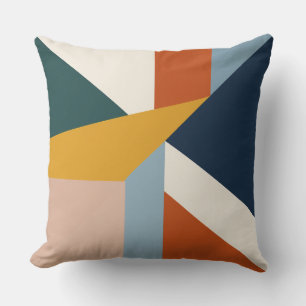 Cojín Decorativo Mid Century Geometric Burst Teal Orange Navy