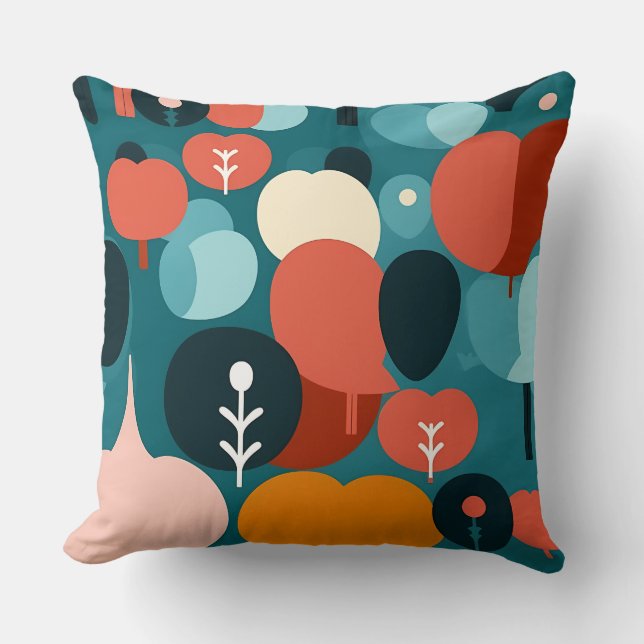Cojín Decorativo Mid-Century Modern Abstract Forest Pillow (Anverso)
